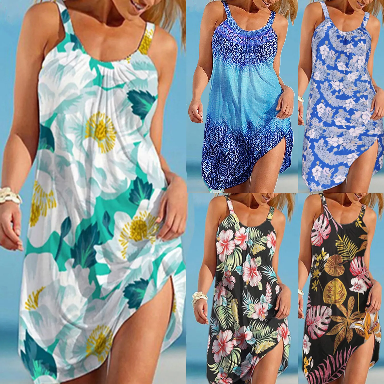 

Женское винтажное платье макси с круглым вырезом, без рукавов