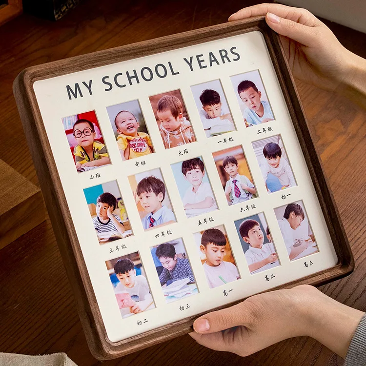 

Solid Wood Campus Time Frame Children's Growth Record Children's Photo 100 Days Full Moon One Year Old Commemorative Album