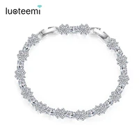 luoteemi luxury cubic zirconia bracelets for women wedding engagement flower shiny fashion jewelry bijoux femme gift b18071020