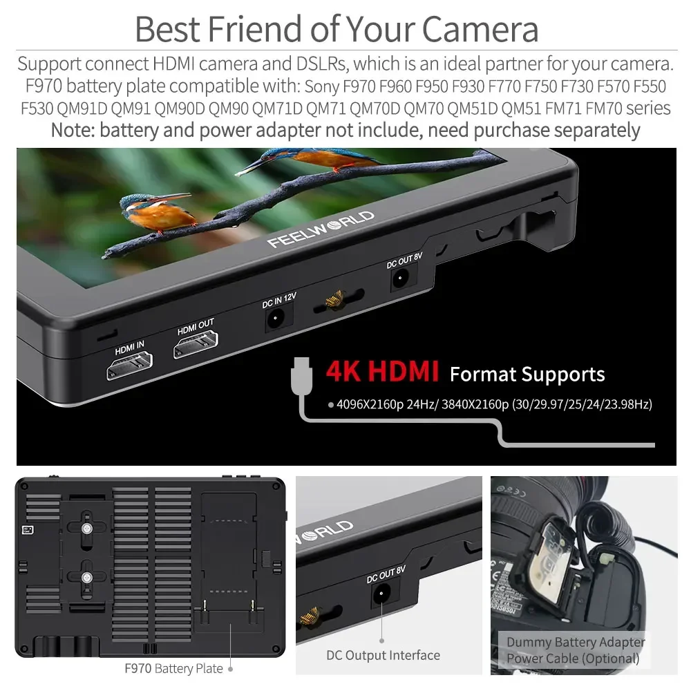 Сенсорный экран DSLR для камеры Go Brasil FEELWORLD LUT7 PRO 7-дюймовый 2200 нит 3DLUT