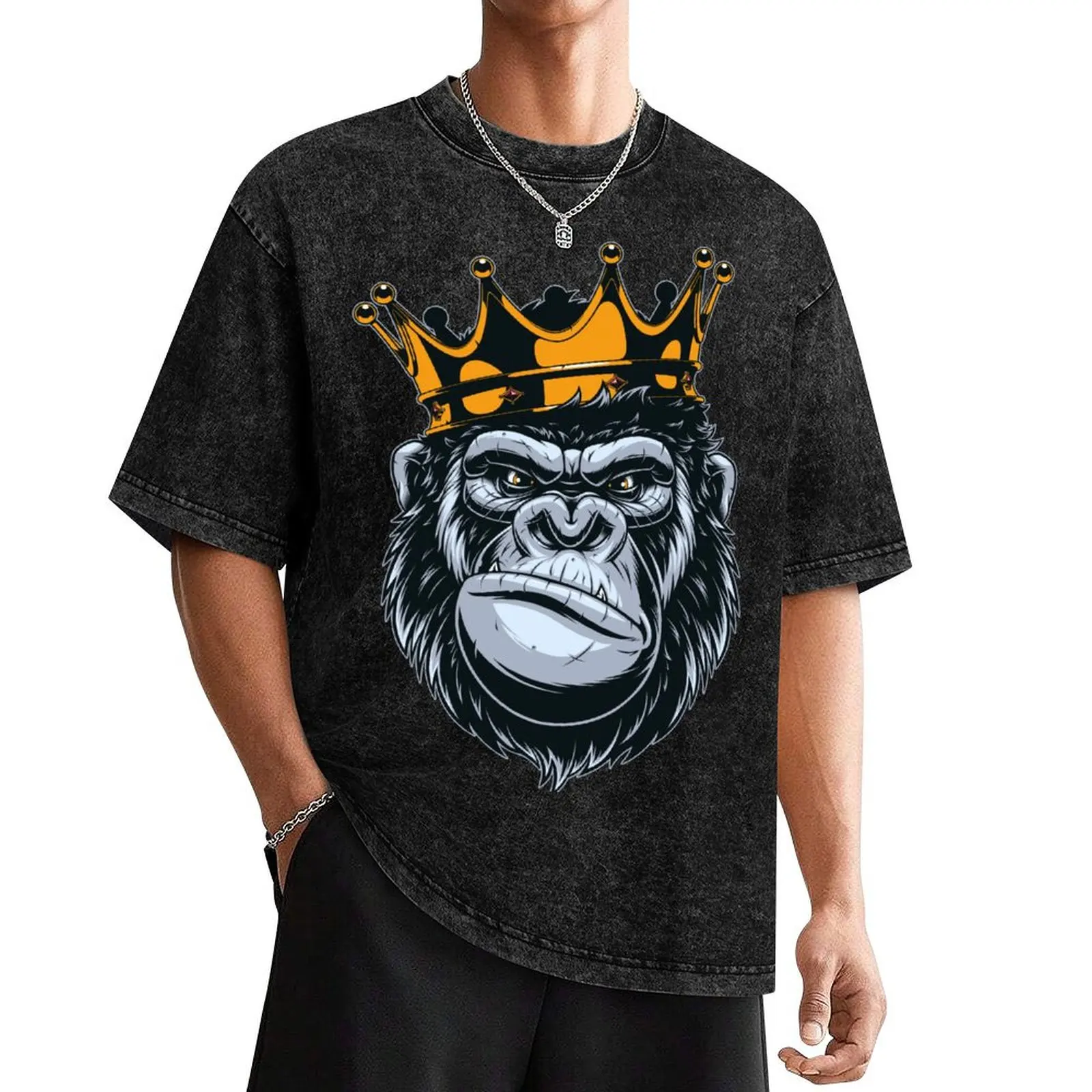 King Gorilla Kong Ape Monkey Swag иллюстрация футболка роскошная одежда labubu белая мужская