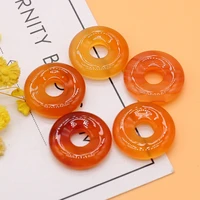 18mm natural stone bead big hole donut shape red agate stone charms for jewelry making diy women earrings necklace