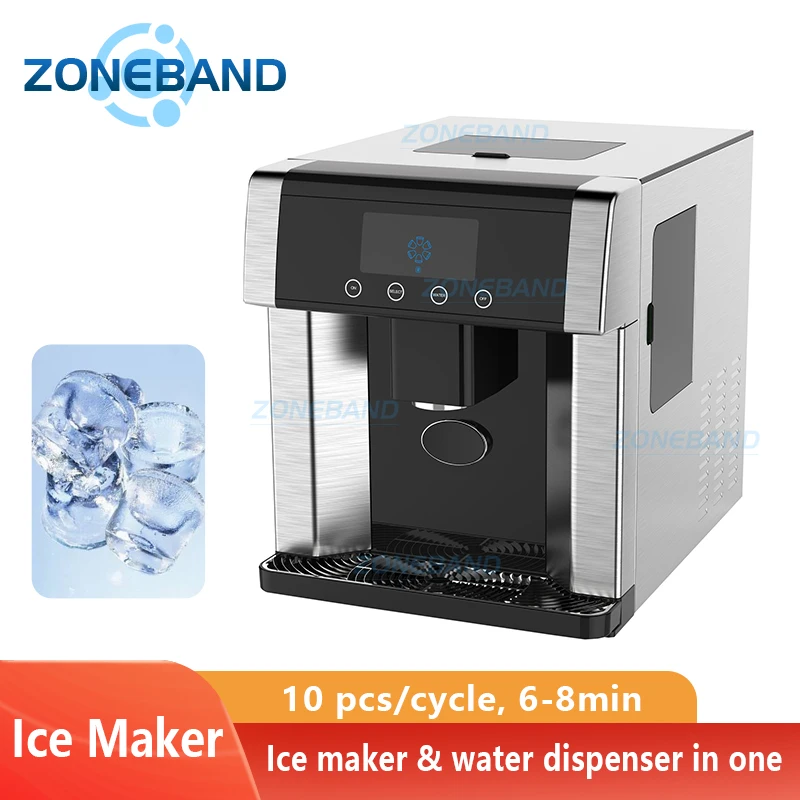 

Ледогенератор для столешницы, водный диспенсер, 10 кубиков в цикл, зеркальная морозильная камера, бытовая техника для кухни, офиса, бара