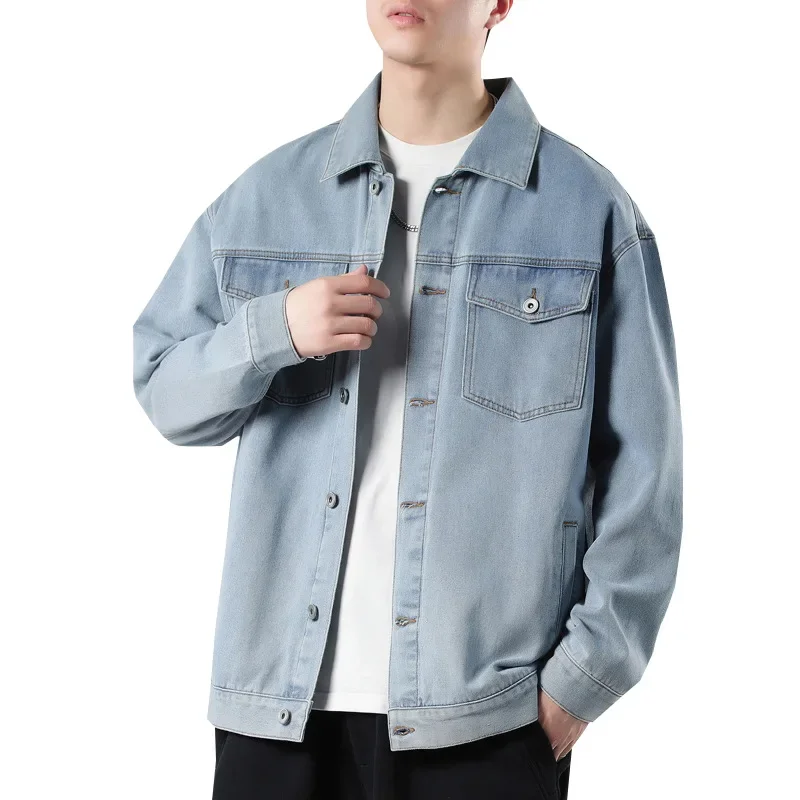 Винтажная джинсовая куртка в американском стиле для мужчин свободная посадка