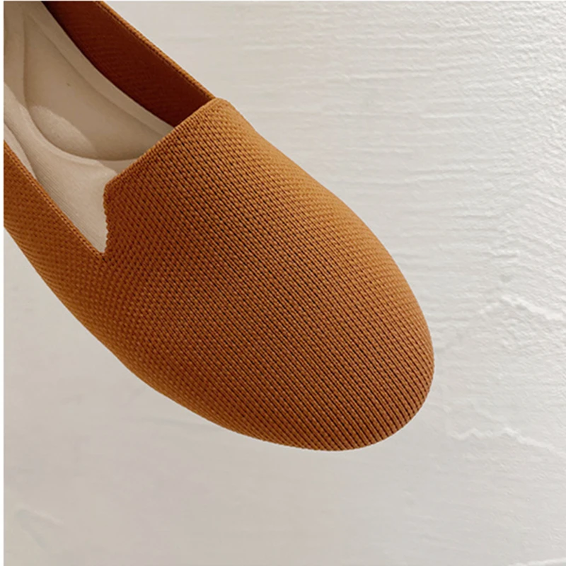 Casual Knitted Shallow Mouth Flat Shoes Woman Ballerina All-match Temperament Round Toe Women's Loafer Single Shoe Zapatos Mujer