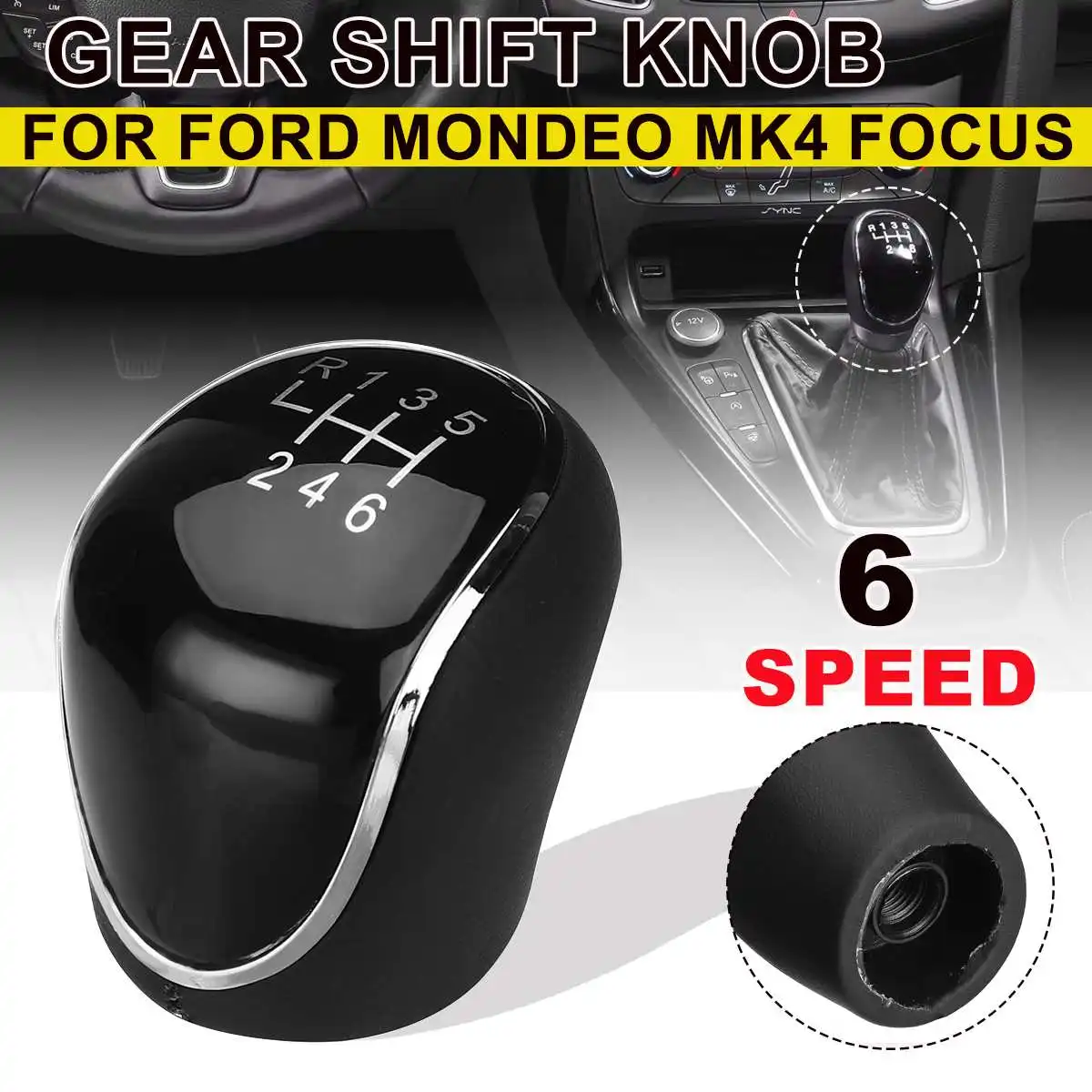 Gear Shift Knob Leather Headball OE 1798600 For Ford C-Max Focus Mk2 Mk3 Grand C-Max Galaxy Kuga Transit Connect Custom S-Max