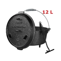 12 5 l cast iron dutch pot outdoor camping pot barbecue hanging pot soup pot stew pot for outdoorindoor cooking