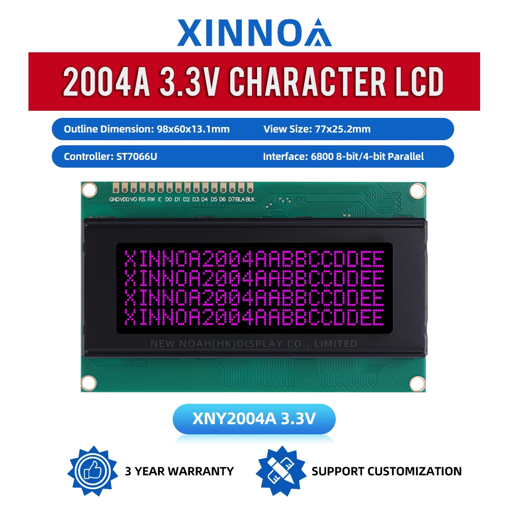 BTN черная пленка фиолетовый 2004A 3 В ЖК-модуль 4*20 98*60 мм ST7066U оснащенный светодиодной