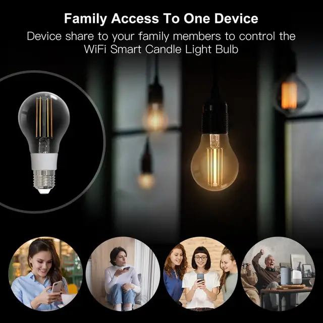 Aubess WiFi Smart Filament Bulb AC 90-250V E27 Dimmable LED Lamp 2700K-6500K 806LM Lighting Voice Control Via Alexa Google Home 5