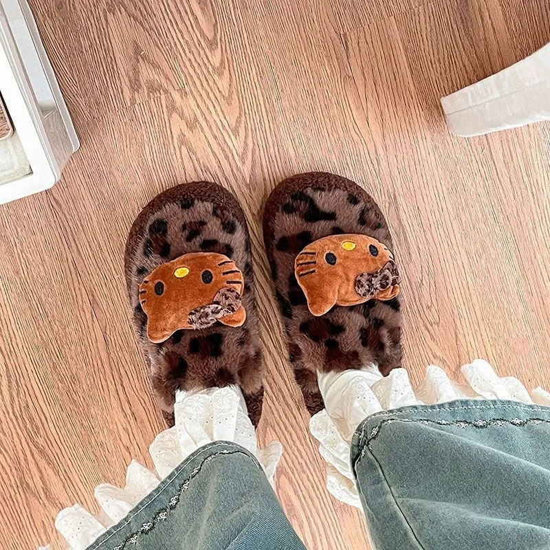 Плюшевые куклы с леопардовым принтом Hellokittys кавайные осенне-зимние теплые