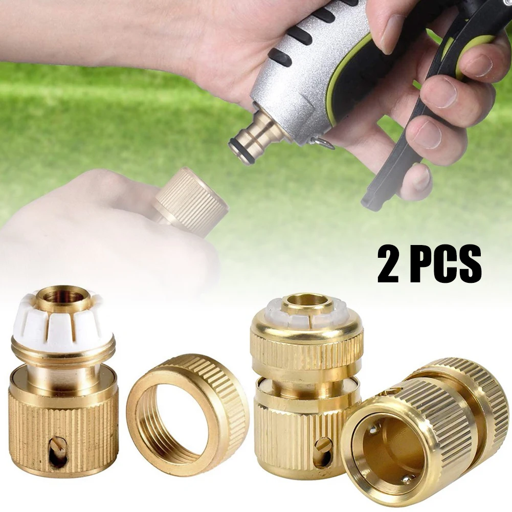 

2x G1/2 Brass Hose Connector Garden Watering Water Hose Pipe Tap Adaptor Fitting Garden Pressure Washer Copper Quick Connector