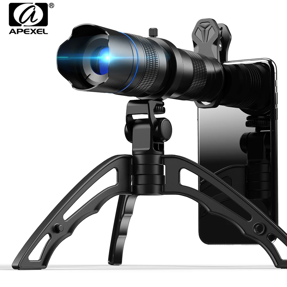 

APEXEL HD Metal 20-40x zoom telescope telephoto lens monocular phone camera lens+ mini tripod for Samsung iPhone all Smartphones