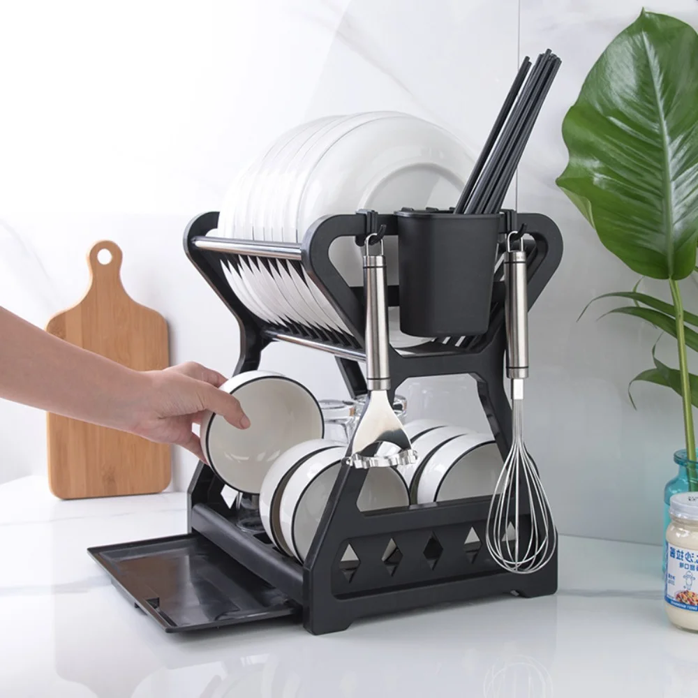 

Dish Storage Rack Household Dish Drain Rack Cutlery Storage Box Cabinet Kitchen Storage Rack Kitchen Utensil Holder with Sink