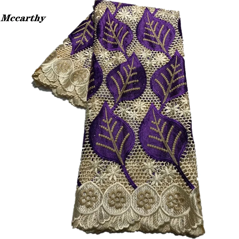 

Mccarthy High Quality African Lace Fabric With Stones Colorful Water Soluble Guipure Cord Laces For Wedding Party Sewing