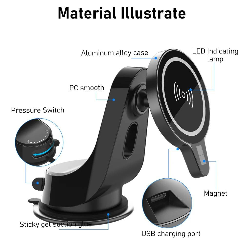 

Simple Air Outlet Phone Stand Holder Portable Fast Wireless Charging Magnetic Wireless Car Charger 15w Fast Induction