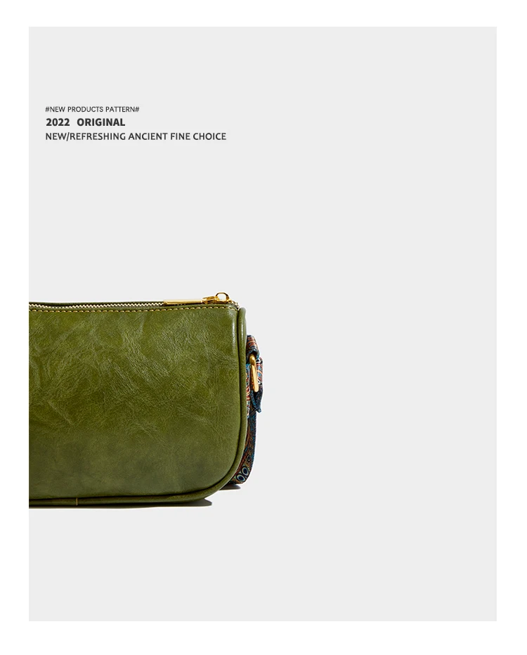 Elmsk 2022 Vintage Ethnic Style Single Shoulder Bag Patent Leather Bag Fashionable Messenger Bag Women