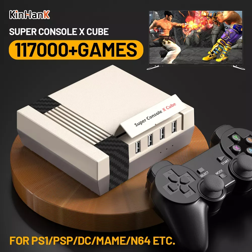 

NEW2023 супер консоль X Cube Ретро видео игровая консоль встроенные 50 + эмуляторы с 117000 + игр для PSP/PS1/N64/DC/MAME с Cont