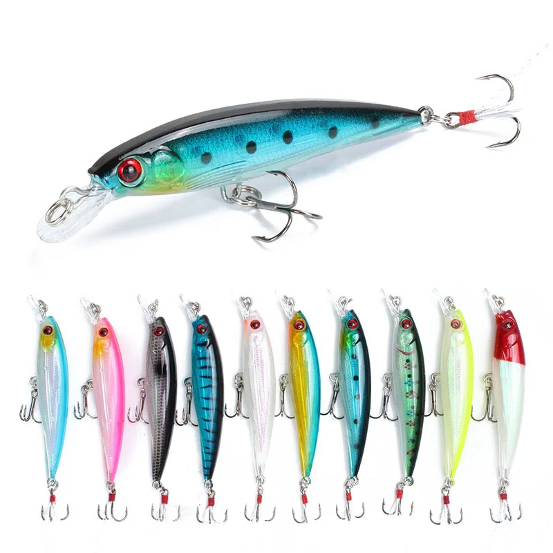 1PCS Minnow Fishing Lure 95mm 8g Floating Hard Bait Wobbler Jig Bait Crankbait Carp Striped bass Pesca Fishing tackle SwimBait