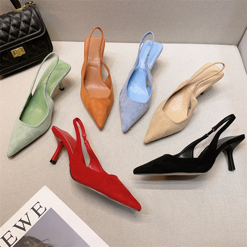 

Удобная обувь для женщин; Босоножки на шпильке; Коллекция 2023 года; Босоножки; Женские босоножки на высоком тонком каблуке с острым носком; Женские туфли-лодочки; Туфли без задника