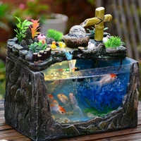 rockery and flowing water living room small goldfish tank home aquarium office desk mini ecological decoration landscaping