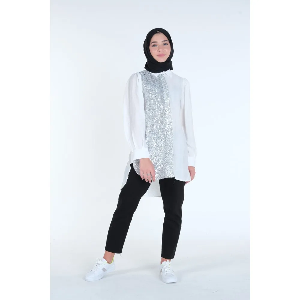 

Hijab Tunik с блестками и скрытой кнопкой