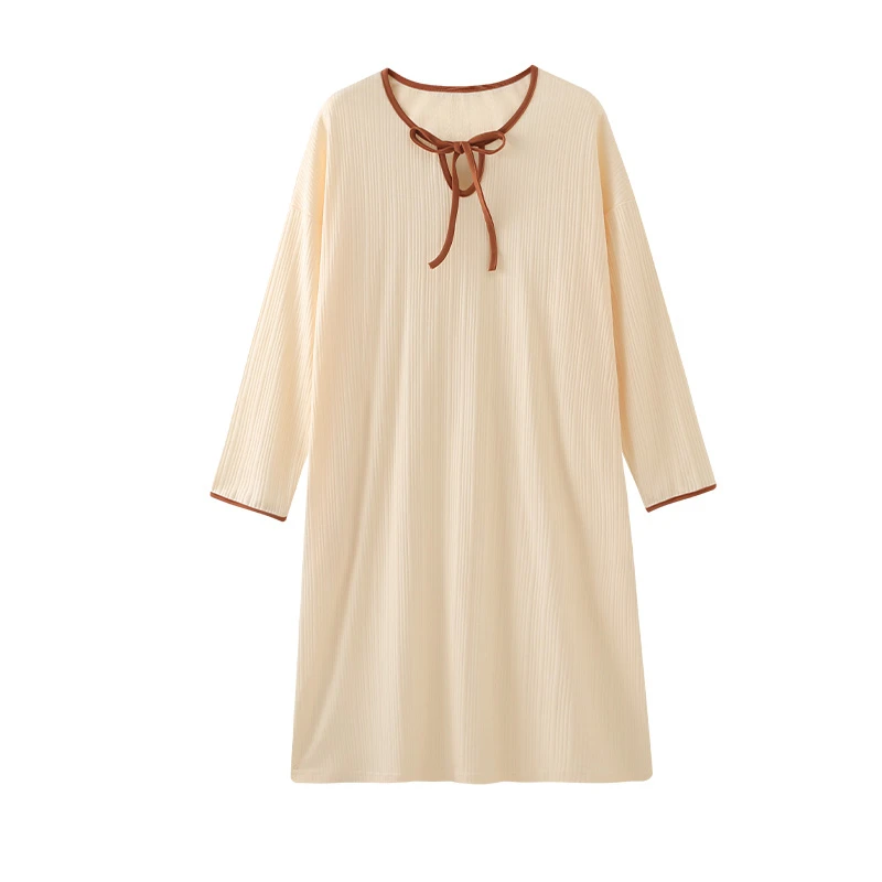 CAIYIER 3XL Winter Koren Blue Stripe Nightdress Long Sleeve Simple Sleepdress Female Loose Nightgowns Girls Soft Bathrobe Pajama