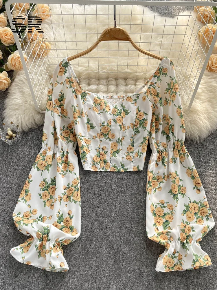 Женская блузка с открытыми плечами и цветочным принтом поясом на резинке