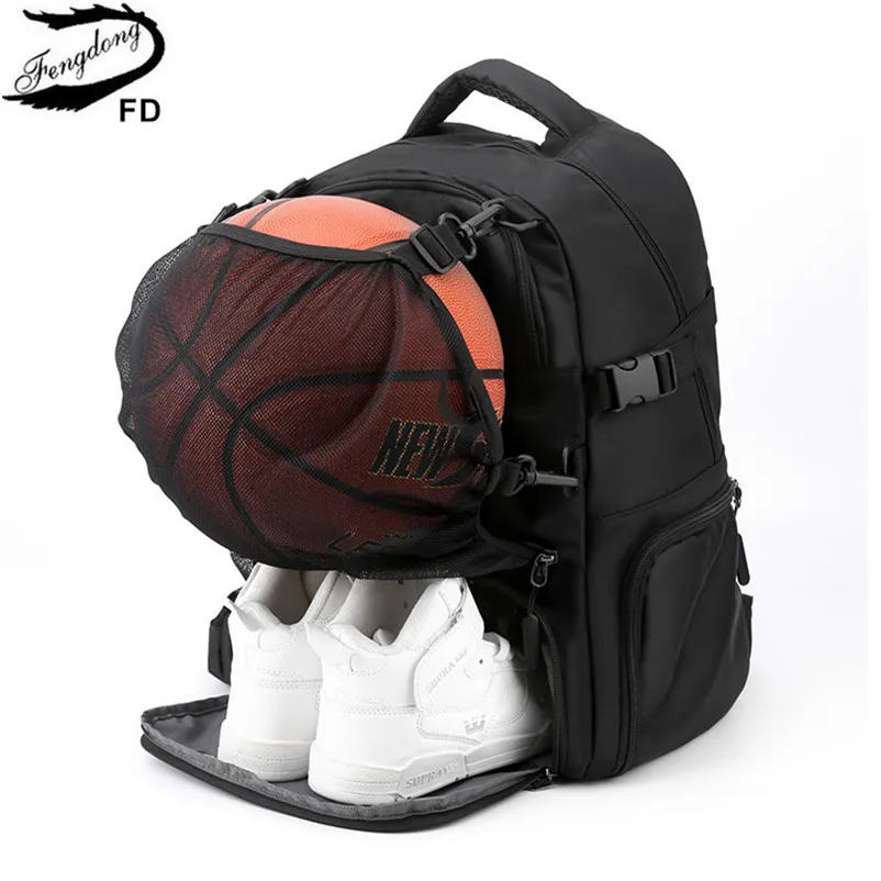 Fengdong sports backpack basketball bag boys school football backpack with shoe compartment soccer ball bag large backpack shoes