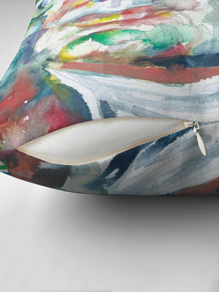 Наволочка для диванной подушки с акварельным портретом