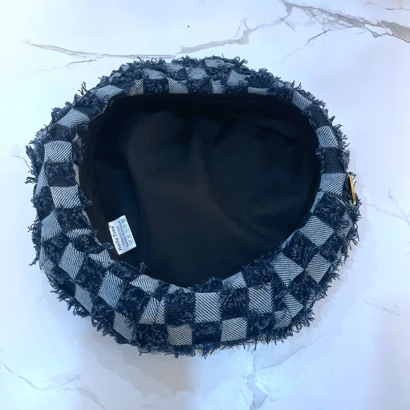 Корейский модный берет в шахматную клетку с надписью Love Женская Универсальная