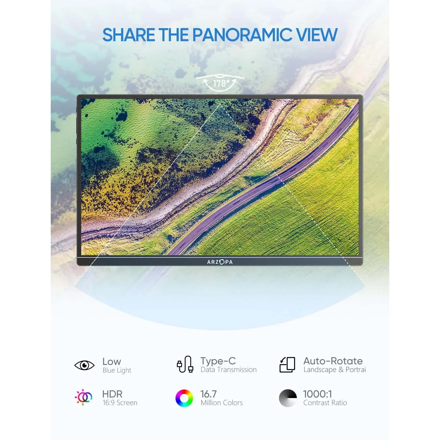 Arzopa Monitores Para PC Дешевые 14-дюймовые тройные экраны 1080P Цена Игровые ЖК-мониторы