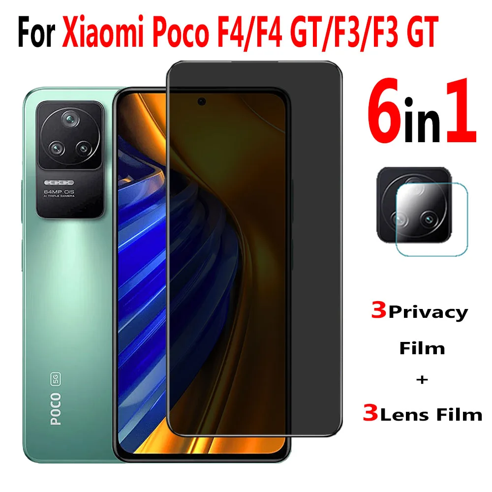 

9D Camera Protector+Privacy Film For Xiaomi Poco F4 Screen Protector Poco F4 GT F3 Anti-Spy Glass Cover Film For Poco F-4 F-3 GT Phone Accessories Glass Protective Film