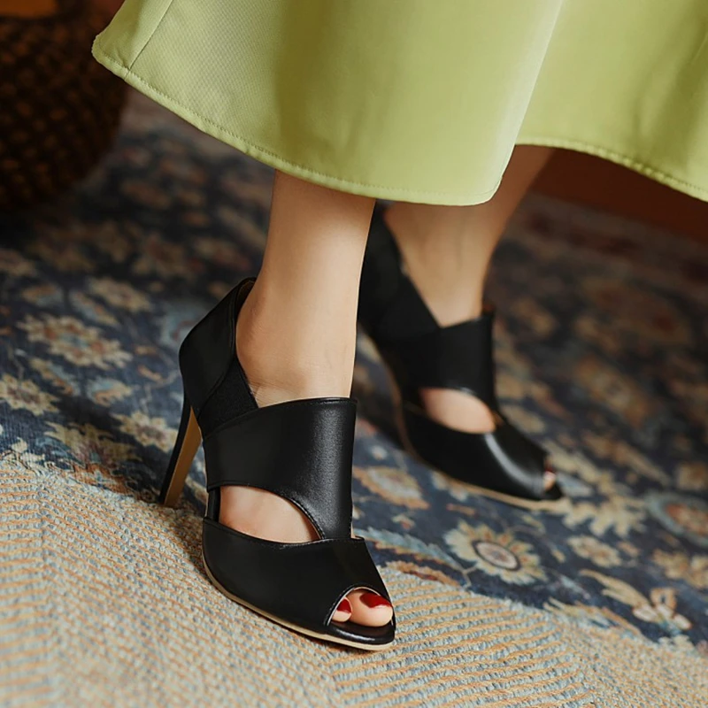 

BLXQPYT 2021 Gladiator Ankle Women Sandals Pumps Summer Fashion Fish Mouth High Heels Wedding Party Shoes Plus Size 34-48 F167