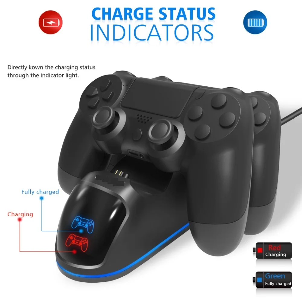 

Dual Fast Charging Stand with Status Display for Play Station 4/PS4 Slim/PS4 Pro OIVO for PS4 Controller Charger Dock Station