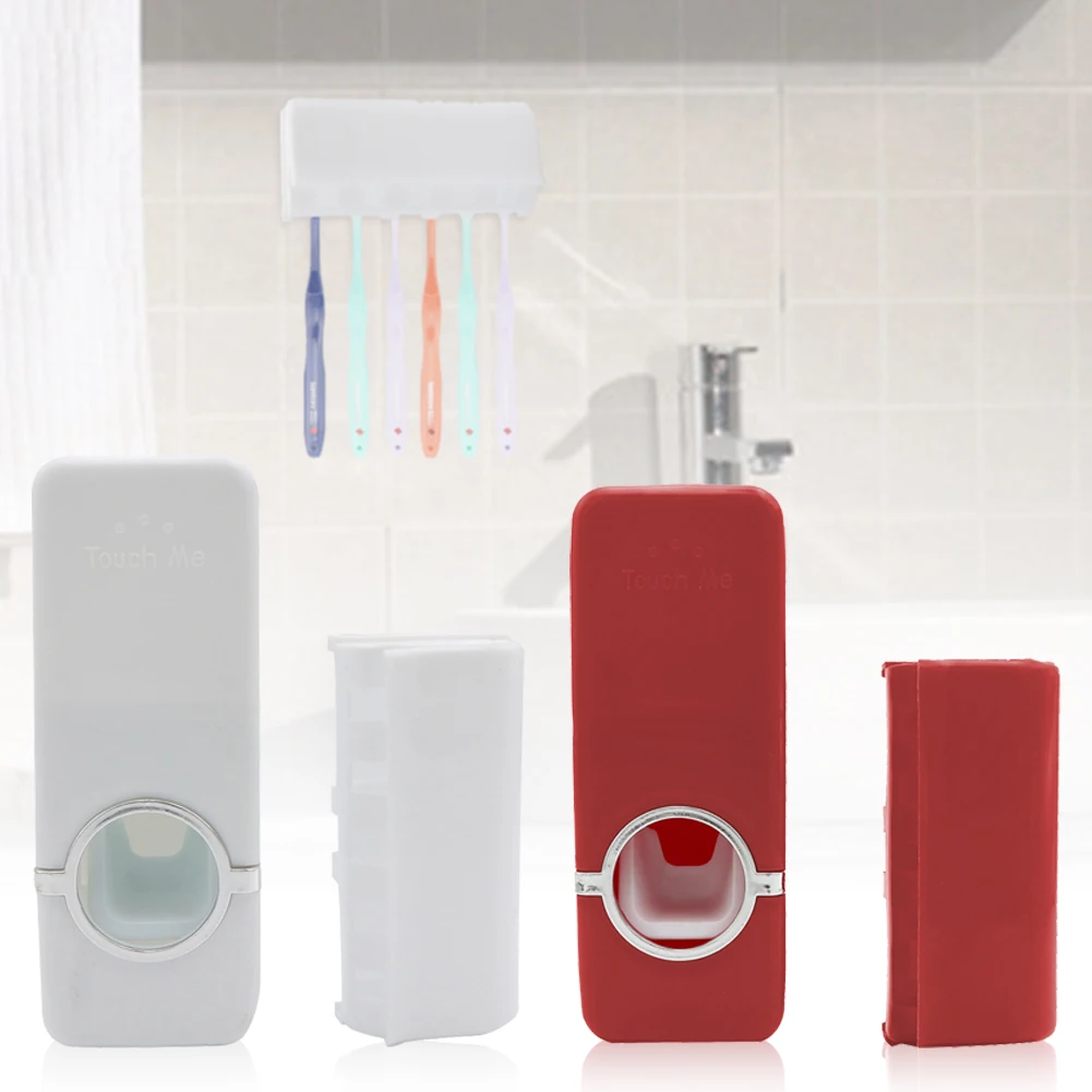 

Home Automatic Toothpaste Dispenser Wall Mount Dust-proof Toothbrush Holder Wall Mount Storage Rack Bathroom Accessories Set