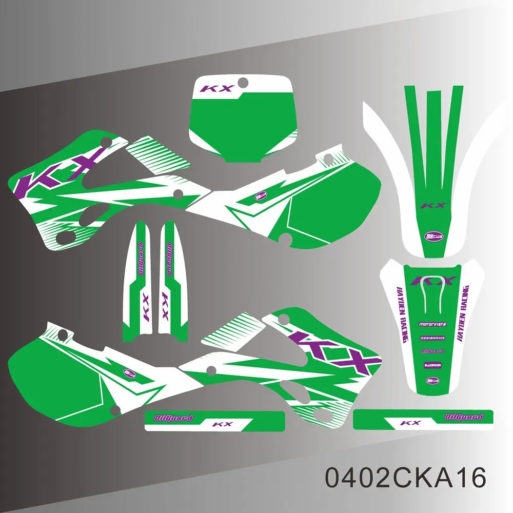 

Для Kawasaki KX125 KX250 KX 125 250 1999 2000 2001 2002 полностью графические наклейки на задний план мотоцикла с индивидуальным номером