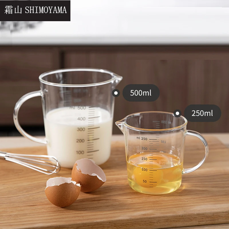 

SHIMOYAMA 250 мл/500 мл стеклянная мерная чашка кухонное приготовление Термостойкое Стекло эспрессо кофе молока кружка со шкалой инструмент для вы...