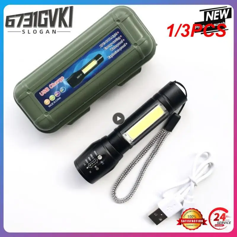 

1/3PCS Zoom Mini Led Flashlight XP-G Q5 Flash Light Lantern Portable rechargeable Glare COB Flashlight Outdoor Camping