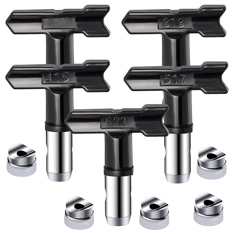 

New-5Pcs Reversible Airless Paint Sprayer Nozzle Tips,Airless Sprayer Spraying Machine Parts- 211, 313, 415, 517, 623