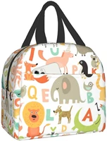 alphabet animals lunch box insulated lunch bags waterproof lunch bag reusable lunch tote with front pocket for school office