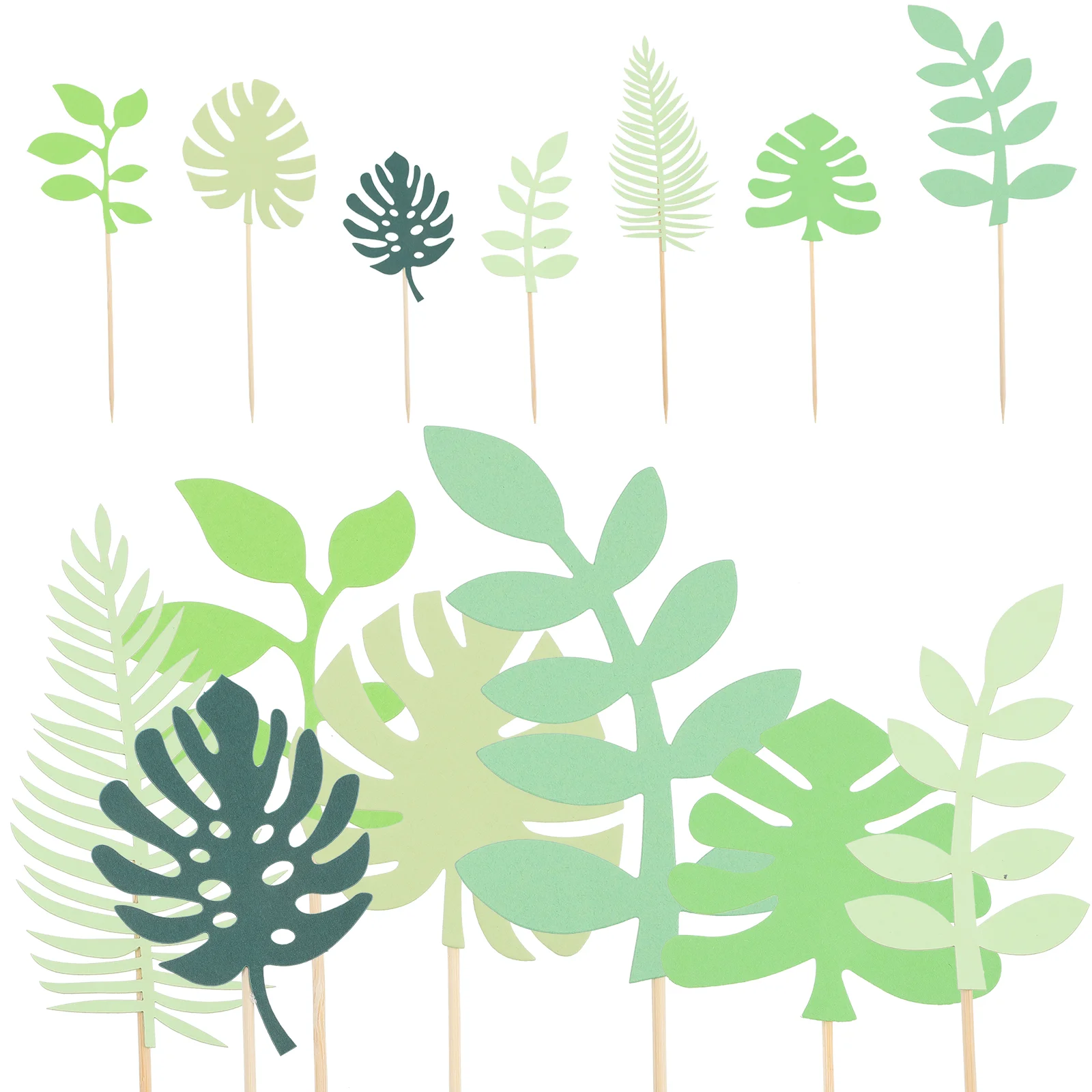 

35pcs Leaves Cupcake Toppers Leaves Cake Decorative Picks Jungle Party Cake Supplies