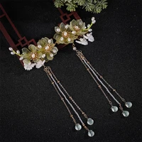 chinese style flower pearl elegant fringed butterfly hairpin for women and girls