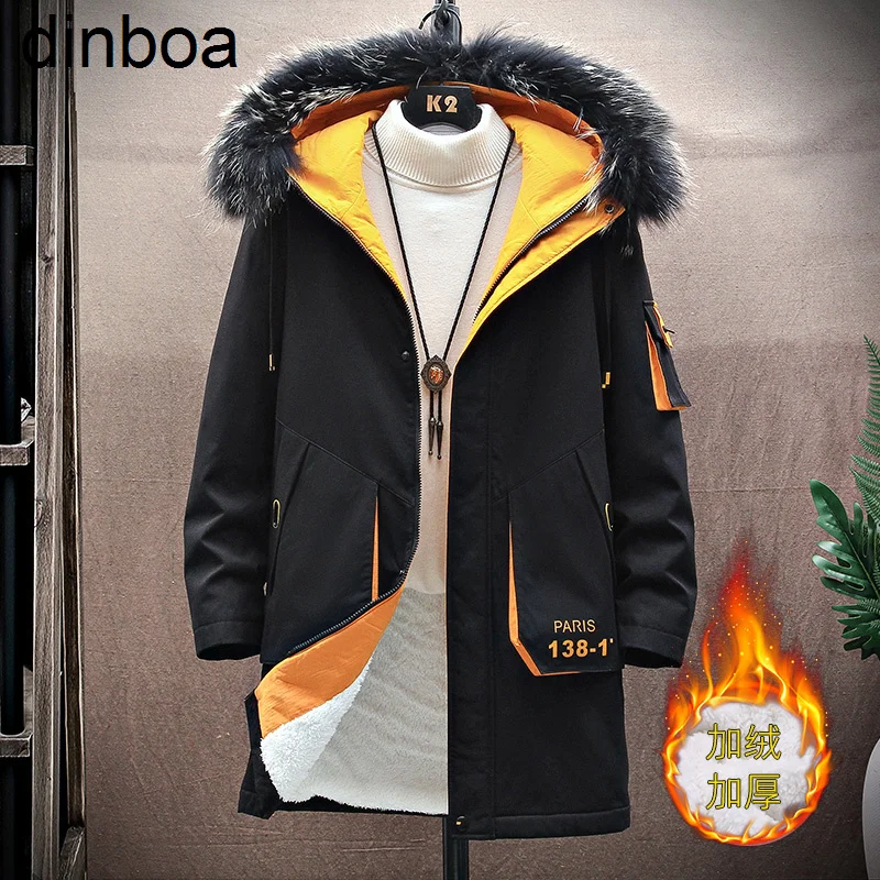 

Y2k 2022, мужская повседневная куртка, модная зимняя верхняя одежда, длинные парки, мужской меховой Тренч, толстое пальто, куртки с подогревом, х...