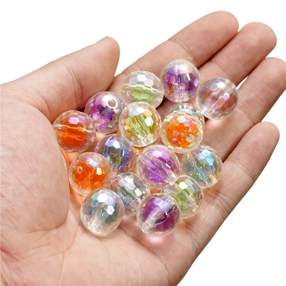 

4PCS 16mm mix color clear acrylic Faceted beads in bead for Chunky Necklace