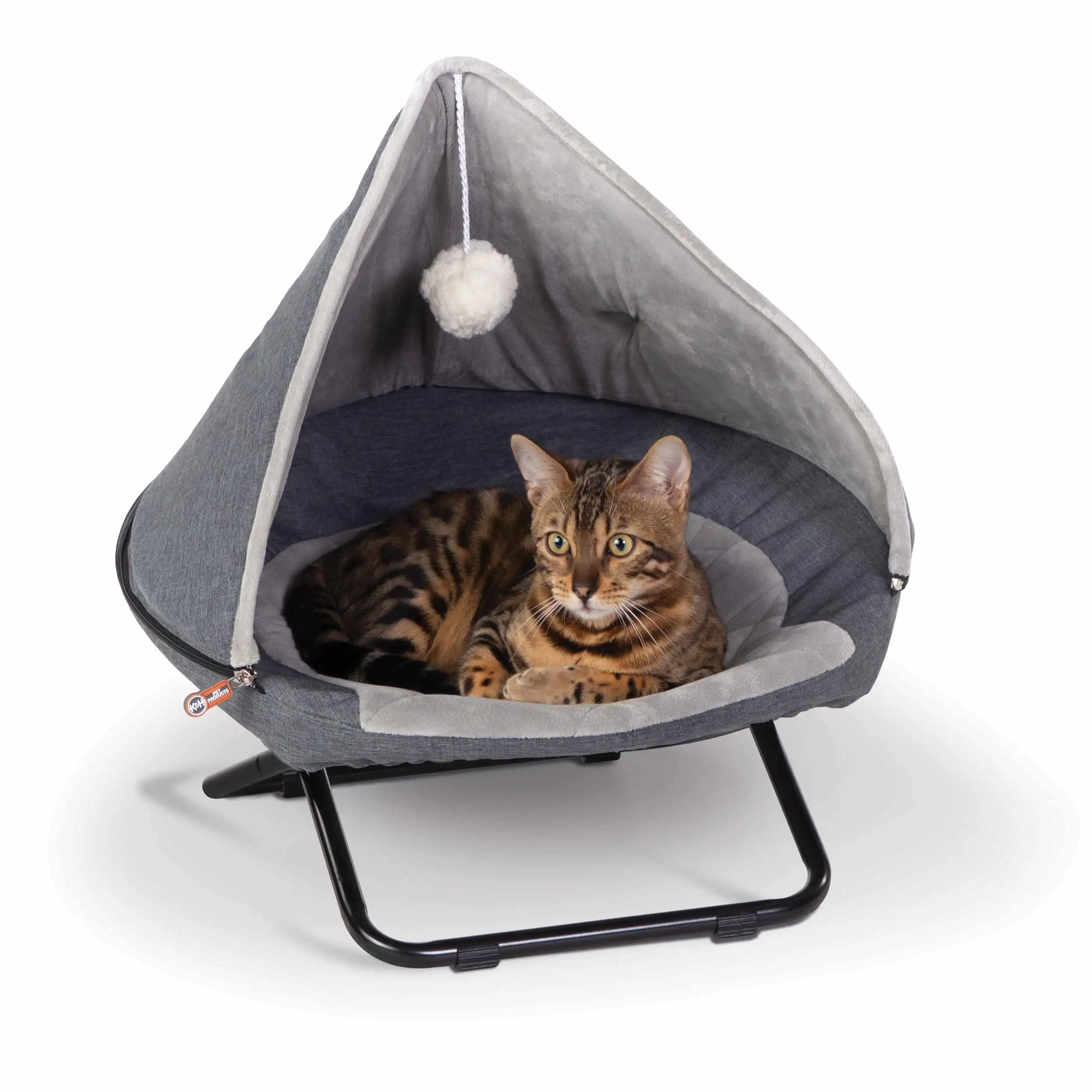 Hooded Elevated Cozy Pet Cot Small Gray 19