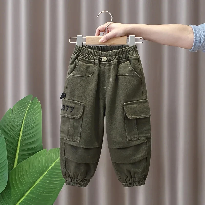 

Kids Boys Pants Spring and Autumn 2023 New Handsome Cotton Children's Cargo Pants Boys Baby Casual Trousers 2-9Y