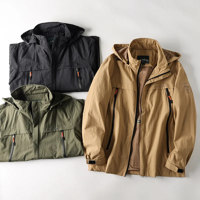 Function Cargo Wind! Waterproof and Breathable! Spring New Men's Outdoor Windproof Hood Jacket |