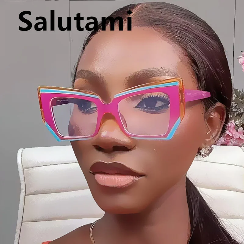 

Vintage Irregular Cat Eye Anti-blue Light Glasses Frame For Women New Fashion Double Colors Eyeglasses Female Computer Shades
