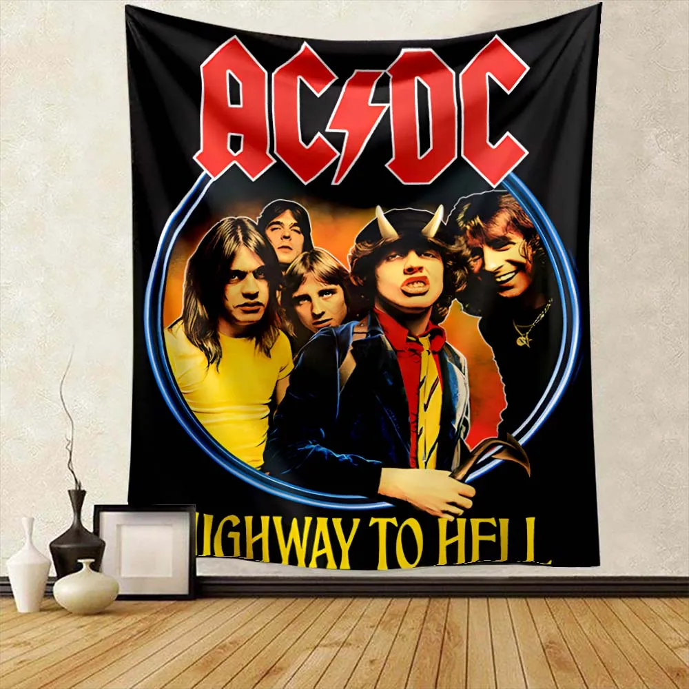 

AC DC Rock and Roll Band Music Tapestry Best Birthday Gift for Boyfriend Bar Club Man Cave Home Background Wall Decoration