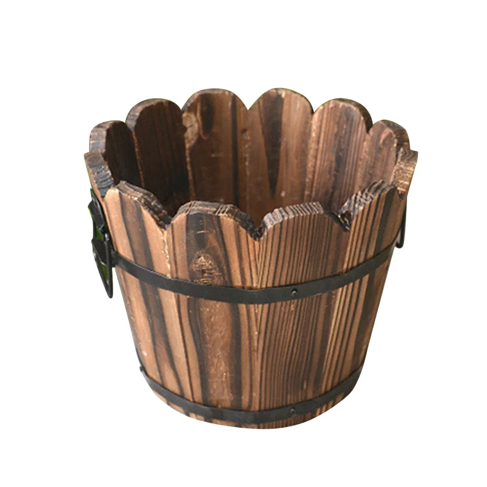 

Solid Wood Carbonized Flower Pot Outdoor Planter Pots Indoor House Plants Wooden